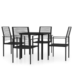 vidaXL Dining Set Black Powder-Coated Steel, PVC Hollow Rattan, Glass - 31.5" Table Length 4 Items - 1 of 4