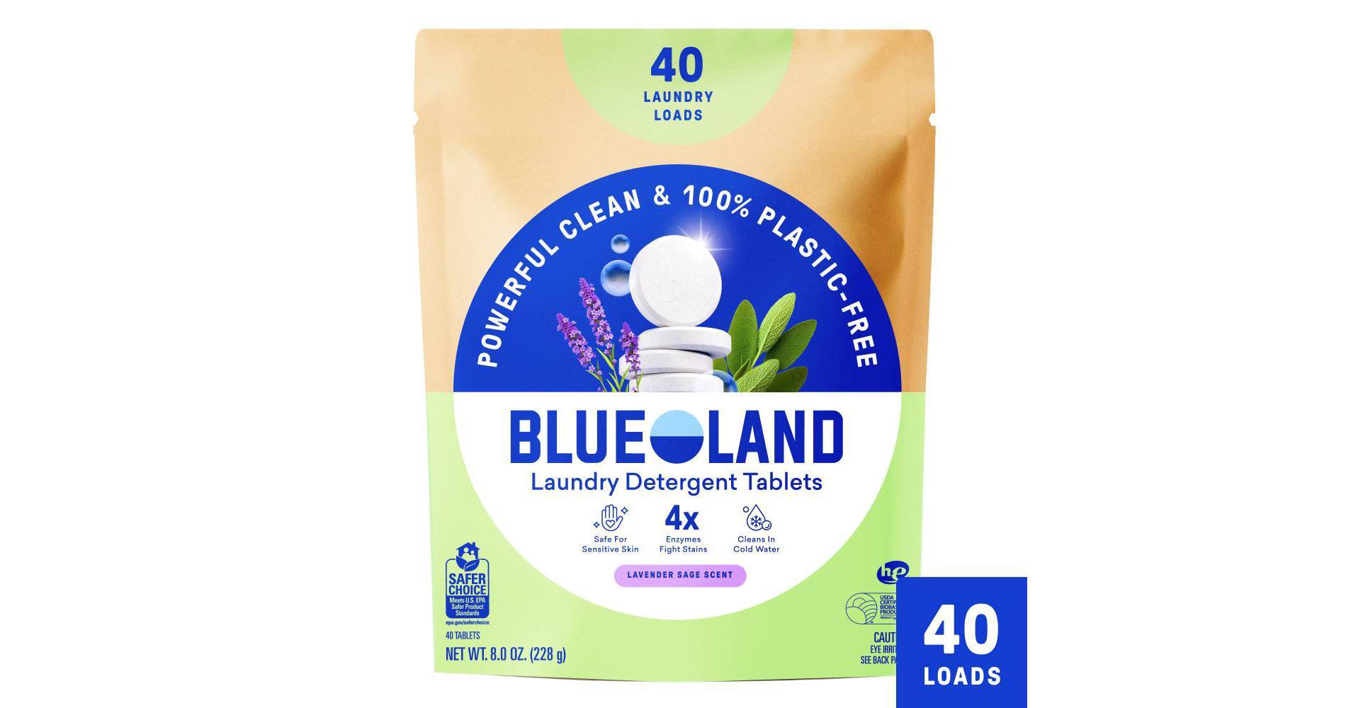 Blueland Lavender Sage Laundry Detergent Tablets - 40ct