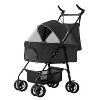 Munora 4-Wheel Pet Stroller, Foldable Dog & Cat Carrier with Removable Liner, Storage Basket & 44lbs Capacity, Black/Grey - 4 of 4