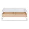 PAGED Modern 2-Tier Coffee Table with Glass Top & Wooden Storage,Minimalist Design Tea Table in Black Metal,Center Table for Living Room,Bedroom - 2 of 4