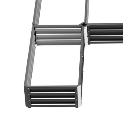 Outsunny 8'x8' Gray Steel Modular Raised Garden Bed Set