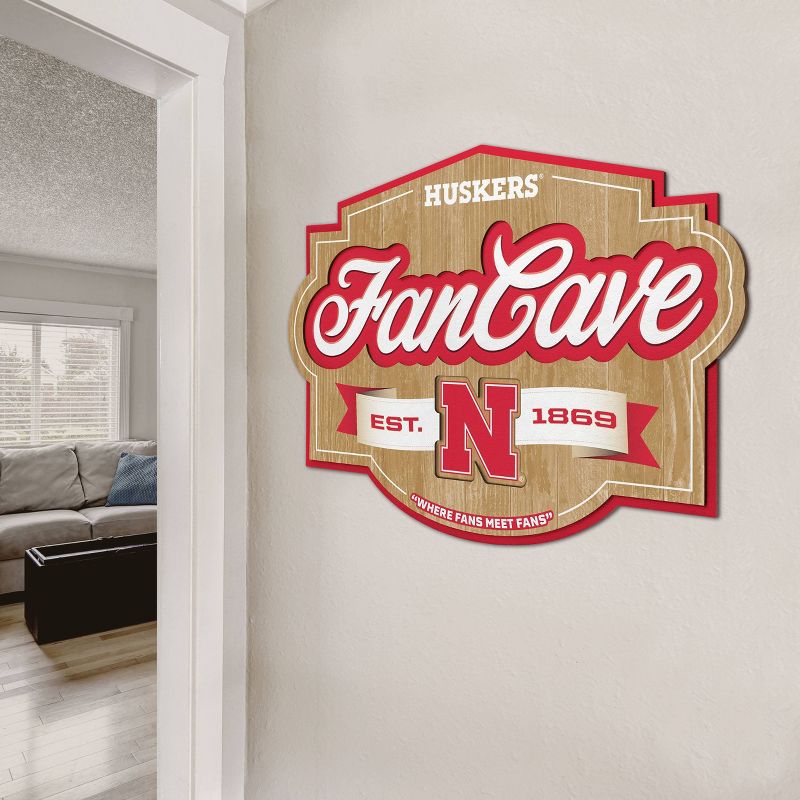 NCAA Nebraska Cornhuskers Fan Cave Sign - 3D Multi-Layered Wall Display with Official Team Colors, 3 of 5