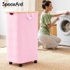 Laundry Hamper with Wheels and Lid - 100L Rolling Clothes Basket with Bamboo Handle, SpaceAid Large Laundry Organizer for Bedroom, Bathroom, Dorm - 2 of 4