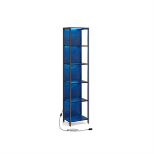 6-Tier LED Bookshelf with Dimmable Lights,Black with Wood Grain - 1 of 4