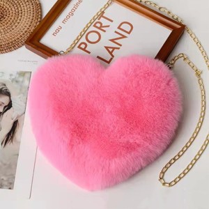 Boersma Plush Heart Shoulder Bag for Women – Soft Chain Crossbody Purse, Valentine's Day Party Clutch, Cute Furry Handbag Gift - 1 of 4