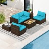 Costway 7 Pieces Outdoor Furniture Set with 32" Fire Pit Table and Propane Tank Cover Black/Navy/Red/White/Turquoise - 4 of 4