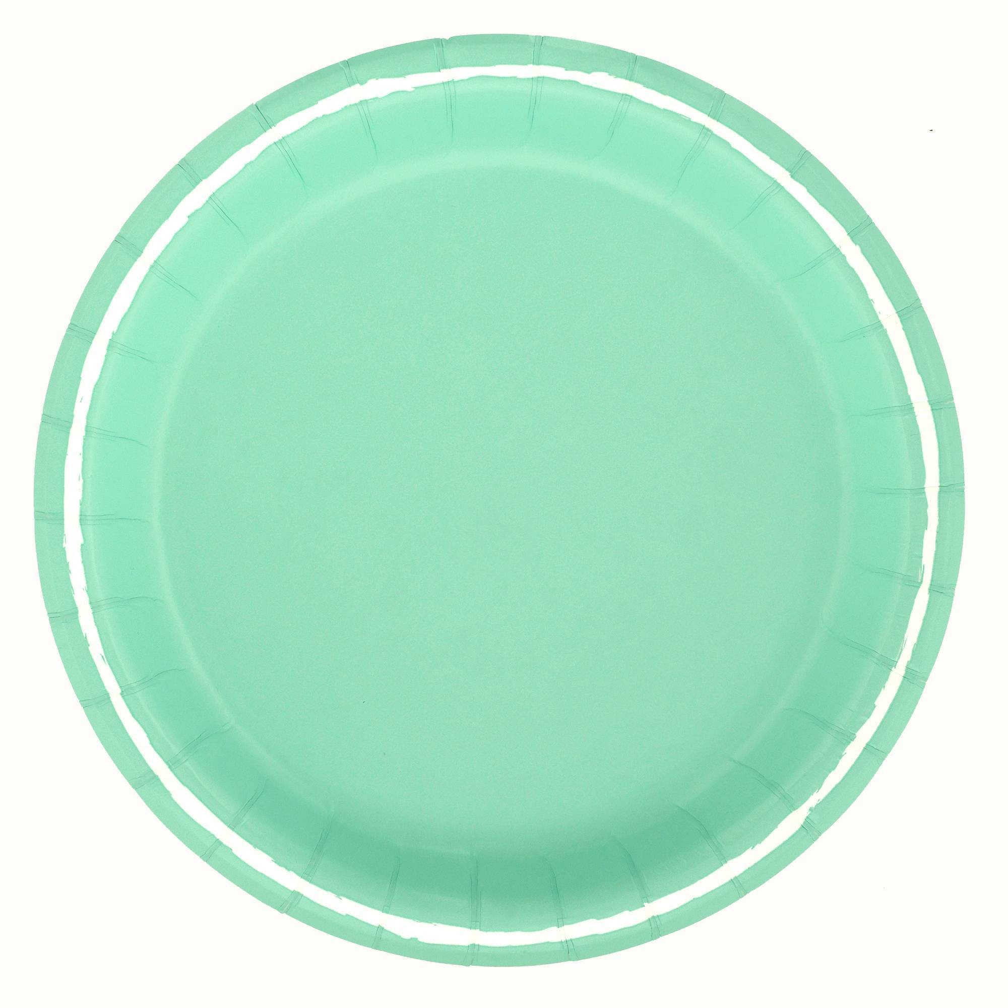 8.5 20ct Solid Disposable Dinner Plates Turquoise Spritz