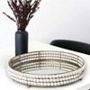 HomeRoots 22" Antiqued Gold And White Metal Wood And Mirrored Glass Round Vanity Tray - 2 of 4