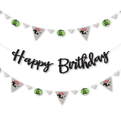 Big Dot of Happiness Little Stinker - Woodland Skunk Birthday Party Letter Banner Decoration - 36 Banner Cutouts and Happy Birthday Banner Letters