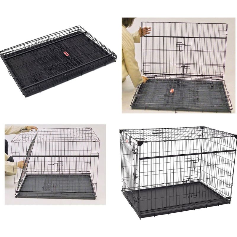 Lucky Dog Dwell Series 48 Inch Extra Large Lightweight Kennel Secure Fenced Pet Dog Crate w/Divider Panels, Sliding Doors, and Removable Tray, Black, 4 of 7