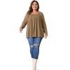 Agnes Orinda Women's Plus Size  Long Sleeve Button Square Neck Flowy Pleated Loose Tunic Blouse - 3 of 4