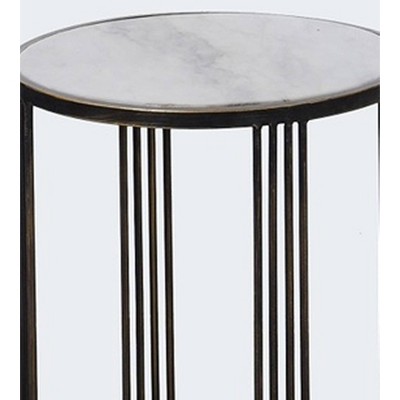 Bronze Side Table Target, Meso White Marble Polished Nickel Frame Round Side Table