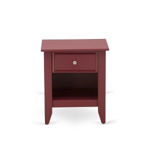 East West Furniture,Modern Nightstand Bedroom with 1 Wooden Drawer, Stable and Sturdy Constructed - 1 of 4