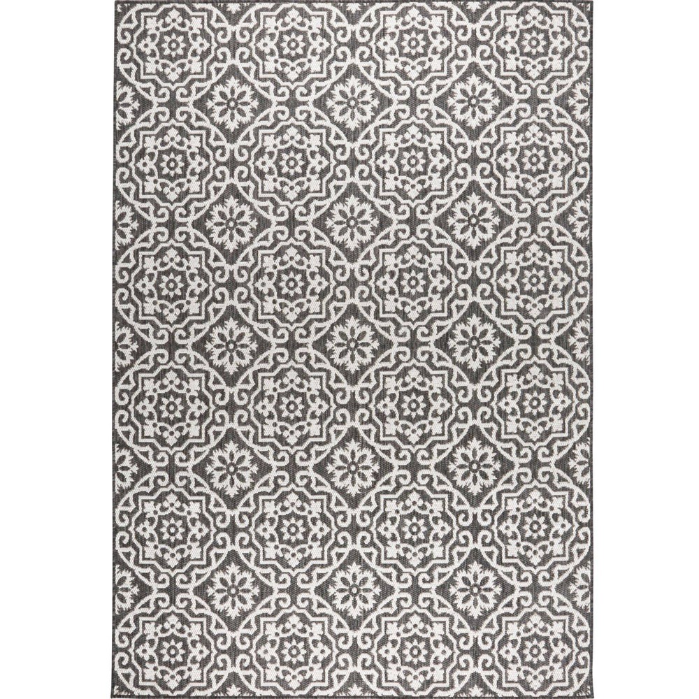 5'2in x 7'2in Danica Outdoor Patio Country Rug Black/Gray - Nicole Miller