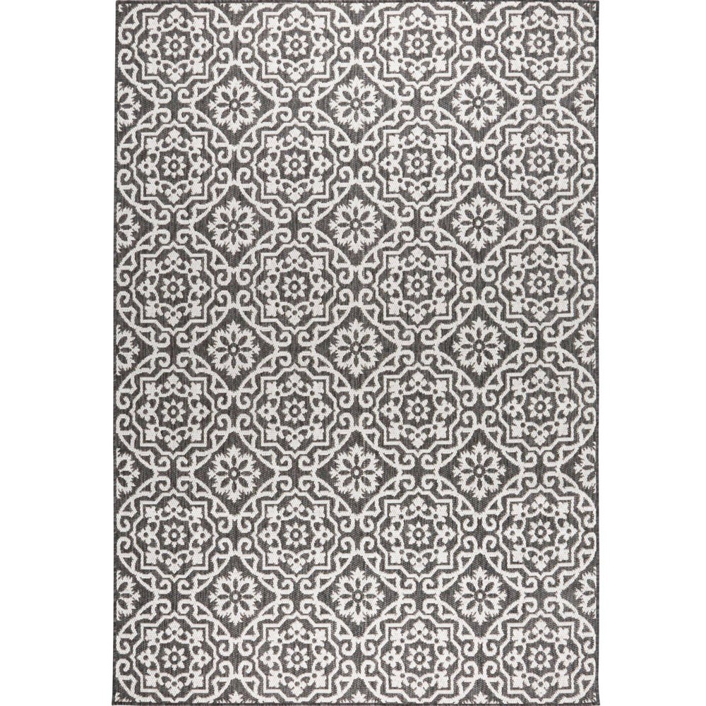 Photos - Area Rug Nicole Miller 6'6" x 9'2" Danica Outdoor Patio Country Rug Black/Gray - : U 