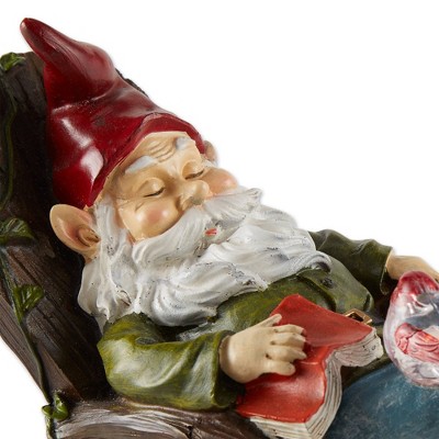 Solar Red Bird Rocking Chair Gnome Garden Statue