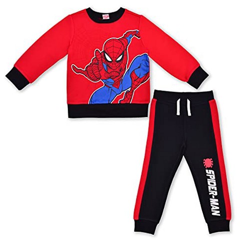 Shirt and Jogger Pant Bundle for Boys Active Wear for Kids Marvel’s Spiderman Zip Up Hoodie 