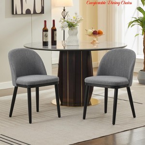 Restaurants Comfortable Dining Chairs w/Thick Cushions and Wooden Legs, Set of Two, w/ Curved Backrests, Suitable - 1 of 4