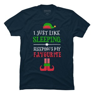 Men's Design By Humans I Just Like Sleeping Funny Christmas Elf By Jeje1982 T-Shirt - 1 of 4