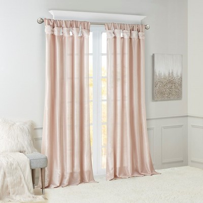 MAYEERTY 50x108" Twist Tab Lined Window Curtain Panel Blush