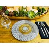 Essential Decor & Beyond  13.2" Modern Round Glass Charger with Silver Oval Pattern Set of 4 - 2 of 4