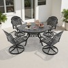 5-Piece Round Cast Aluminum Patio Set with Swivel Chairs,Blue Cushions,and Umbrella Hole - 4 of 4