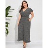 Clearlove Plus Size Loose Jumpsuits for Women Casual Wide Leg Pants Floral Jumpsuits Short Sleeve One Piece Outfit - 3 of 4