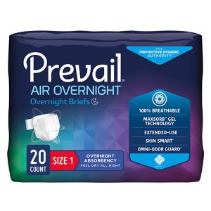 Prevail Air Overnight Adult Incontinence Brief Size 1 / Medium Heavy Absorbency Overnight, NGX-012/1, 20 Ct - 1 of 1