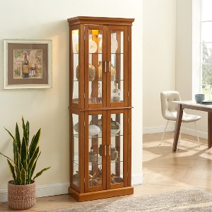 Racxily Curio Cabinet Lighted Curio Diapaly Cabinet with Adjustable Shelves and Mirrored Back Panel, Tempered Glass Doors - 1 of 4