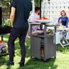 Outsunny Outdoor Grill Cart with Wheels, Storage Cabinet, Solid Wood Outdoor Kitchen Island with Stainless Steel Top, Integrated Hole - 2 of 4