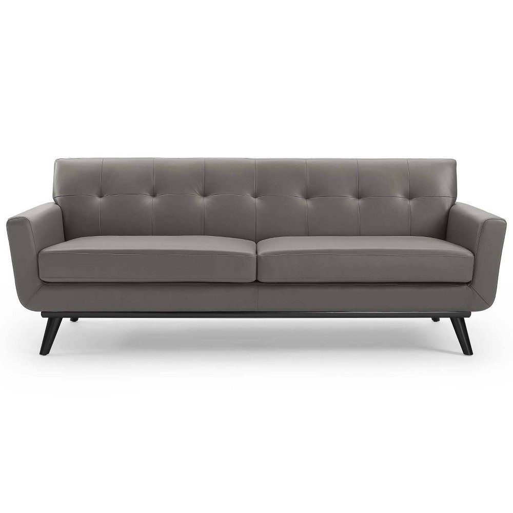 Photos - Sofa Modway Engage Top Grain Leather Lounge Living Room  Gray  