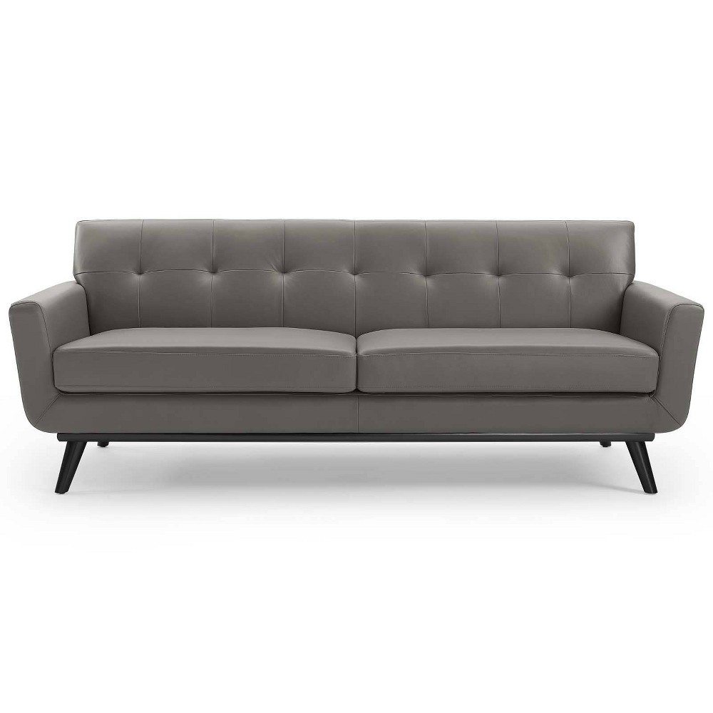 Photos - Sofa Modway Engage Top Grain Leather Lounge : Mid-Century Modern, Removable Cushions  