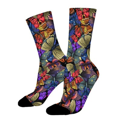 Beautiful Butterfly Women Printed Crew Socks Funny Funky Socks Soft Polyester Novelty Gifts for Artists Men