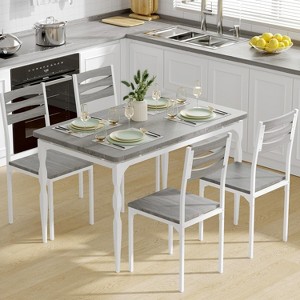 5-Piece Dining Set, Industrial Style 4-Person Dining Set and Chairs, Kitchen Dining Set for Restaurant and Apartment Kitchen - 1 of 4