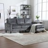 SeaCamel 3-Seat Solid Wood Chenille Sofa, Cup Holders & Storage Ottoman, Cozy Sectional for Living Room - 2 of 4