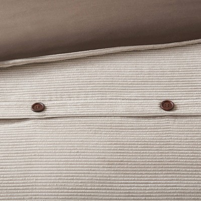 Tan Full Corduroy Comforter Set with Decorative Pillows