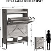 Shoe Cabinet w/ 2 Flip-Up Drawers Entryway Shoe Storage Cabinet - 2 of 4