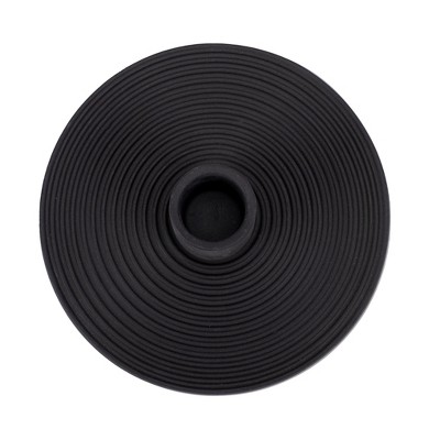 Black Ribbed Ceramic Taper Candle Holders, Pack of 2