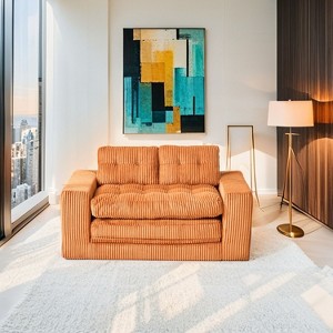 Okak Modern Convertible 2-in-1 Sofa Couch with Steel Frame,Corduroy Fabric Memory Foam Loveseats for Bedroom, Apartment - 1 of 4