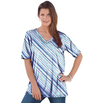 Roaman's Women's Plus Size Ultimate V Neck Tee