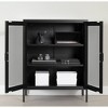 South Shore Crea Metal Mesh 2 Door Accent Cabinet Black: Scandinavian Style, Adjustable Shelves - 3 of 4