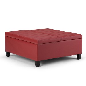 Tyler Coffee Table Storage Ottoman Crimson Red Faux Leather - Wyndenhall