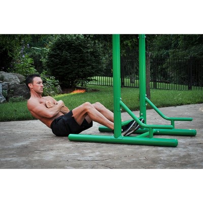 Green Heavy-Gauge Steel Outdoor Fitness Power Tower