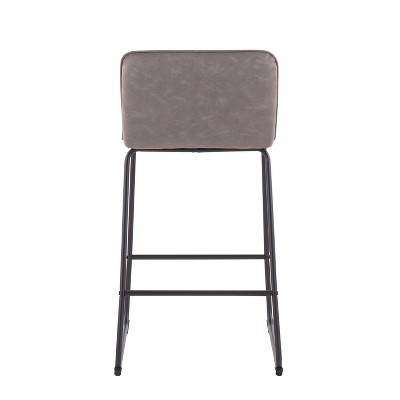 Casper 26'' Black Metal and Grey Faux Leather Contemporary Counter Stool