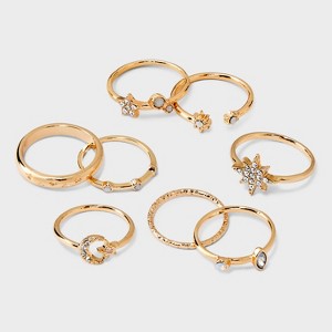 Celestial Star Moon Ring Set 8pc Wild Fable Gold 7 8 9