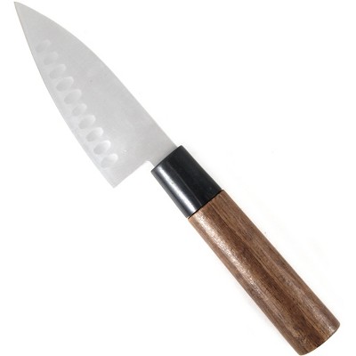 PAO! Stainless Steel and Bamboo 4.5 Inch Santoku Knife