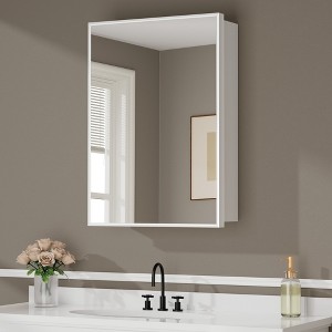 Elise Recessed or Surface-Mount Bathroom Medicine Cabinet with Mirror, Adjustable Tempered Glass Shelves & Reversible Door - 1 of 4