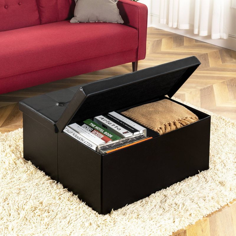 30" Button Tufted Folding Storage Ottoman Bench and Coffee Table with Smart Lift Top - Mellow, 2 of 9