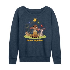Women's - Disney - We Are Better Together Lightweight French Terry Wide Neck Long Sleeve Shirt - 1 of 4