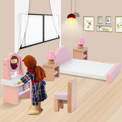 Etokfoks Wooden Dollhouse Furniture Set 26 pcs with 4 Family Dolls for Living Room Bathroom Kitchen Bedroom Pretend Play Ages 3+ — фото 5